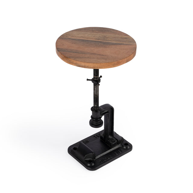 Ellis 22.5 in. Seat Height Round Wood and Metal Adjustable Height Pedestal Side Table by Butler Specialty Company
