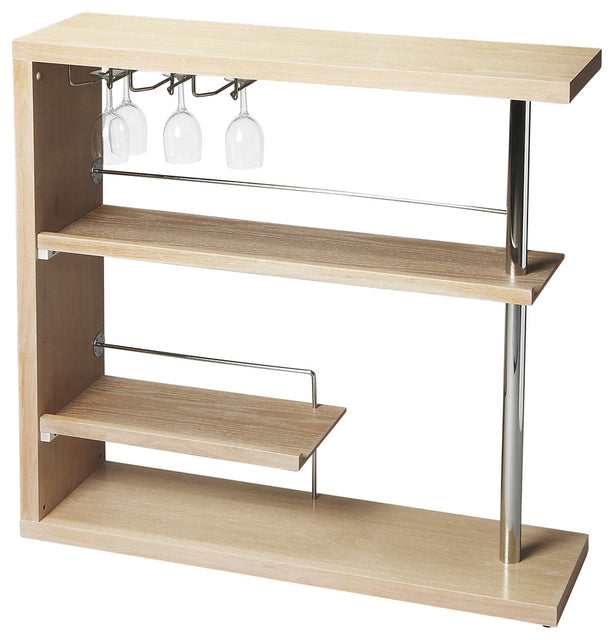 Broadway 40 in. W Rectangular Wood and Metal 4 Tier Modern Open Bar Cabinet with Glass Holders by Butler Specialty Company