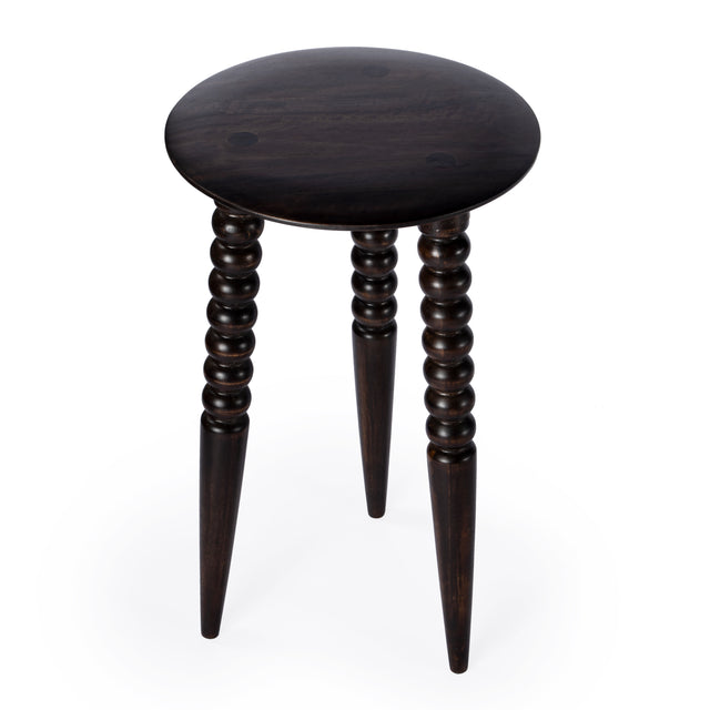 Fluornoy 14 in. W Round Wood Side Table with Tripod Carved and Tapered Legs by Butler Specialty Company