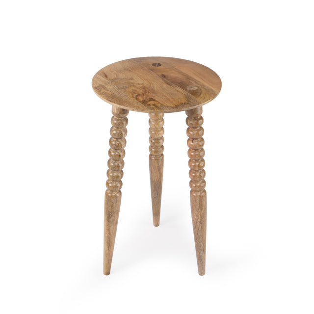 Fluornoy 14 in. W Round Wood Side Table with Tripod Carved and Tapered Legs by Butler Specialty Company