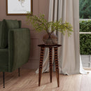Fluornoy 14 in. W Round Wood Side Table with Tripod Carved and Tapered Legs by Butler Specialty Company