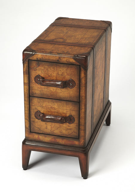 Vasco 13 in. W Rectangular Wood Old World Map 2 Drawer Side Table by Butler Specialty Company