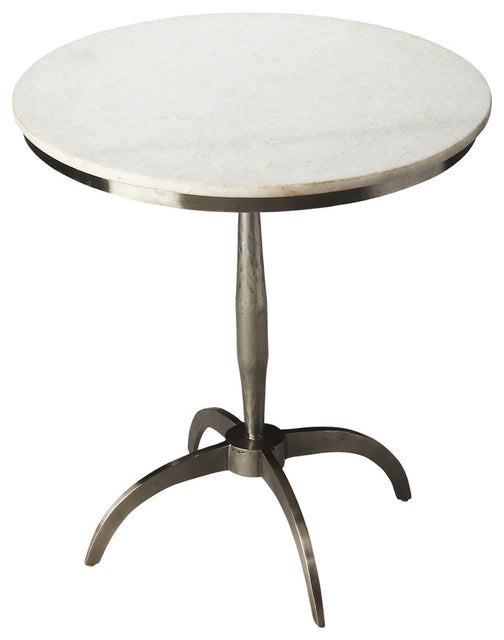Palmilla 22 in. W Round Marble and Metal Pedestal Side Table by Butler Specialty Company