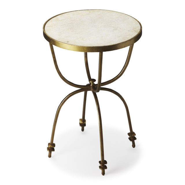 Hager 16 in. W Round Marble & Metal Side Table by Butler Specialty Company