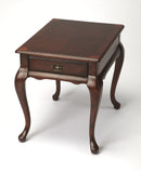 Grace 21 in. W Rectangular Wood Traditional Queen Anne 1 Drawer End Table with Curved Cabriole Legs by Butler Specialty Company
