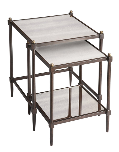 Peninsula Square Mirrored and Metal Set of 2 Nesting Tables by Butler Specialty Company