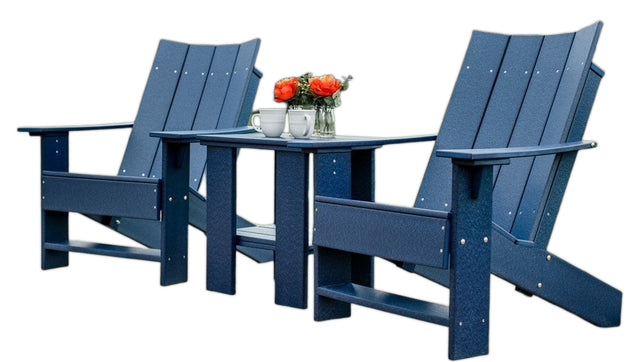 Outdoor Contemporary 2 Adirondack Chairs with 1 Side Table by Wildridge