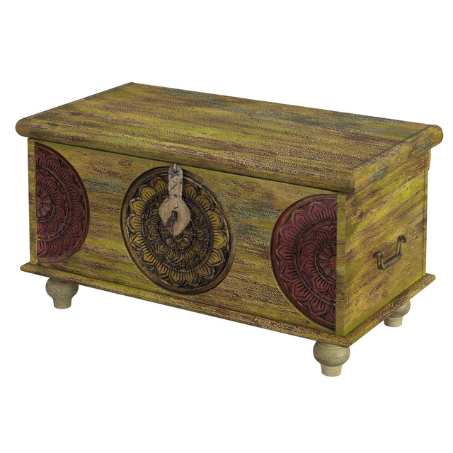 Mesa 33 in. W Rectangular Carved Wood Trunk Coffee Table with Storage by Butler Specialty Company