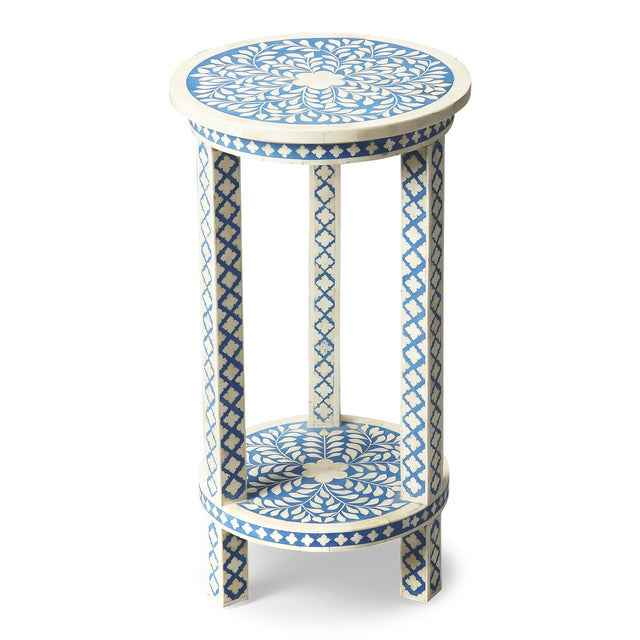Vivienne 12.75 in. W Round Bone Inlay Side Table with Open Lower Shelf by Butler Specialty Company