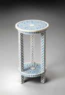 Vivienne 12.75 in. W Round Bone Inlay Side Table with Open Lower Shelf by Butler Specialty Company
