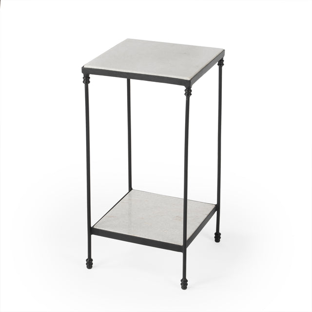 Larkin 11.5 in. W Square Indoor Marble and Iron Side Table with Lower Open Shelf by Butler Specialty Company