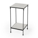 Larkin 12 in. W Square Outdoor Marble and Iron Side Table with Lower Open Shelf by Butler Specialty Company