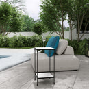 Larkin 12 in. W Square Outdoor Marble and Iron Side Table with Lower Open Shelf by Butler Specialty Company
