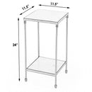 Larkin 12 in. W Square Outdoor Marble and Iron Side Table with Lower Open Shelf by Butler Specialty Company