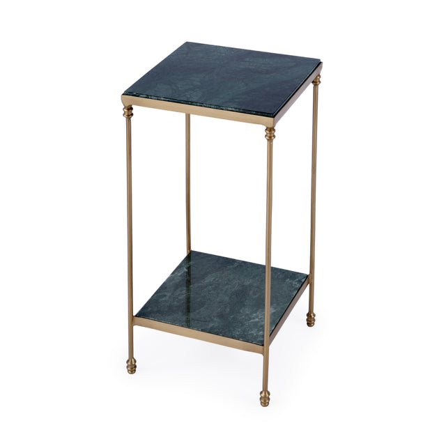 Larkin 11.5 in. W Square Indoor Marble and Iron Side Table with Lower Open Shelf by Butler Specialty Company