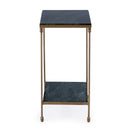 Larkin 11.5 in. W Square Indoor Marble and Iron Side Table with Lower Open Shelf by Butler Specialty Company