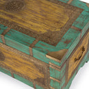 Nador 32 in. W Rectangular Hand-Painted Brass Inlay Storage Trunk Coffee Table by Butler Specialty Company