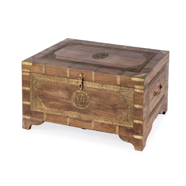 Nador 32 in. W Rectangular Hand-Painted Brass Inlay Storage Trunk Coffee Table by Butler Specialty Company
