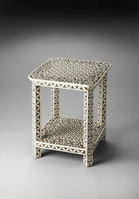 Amelia 18.25 in. W Square Bone Inlay Side Table with Lower Open Shelf by Butler Specialty Company