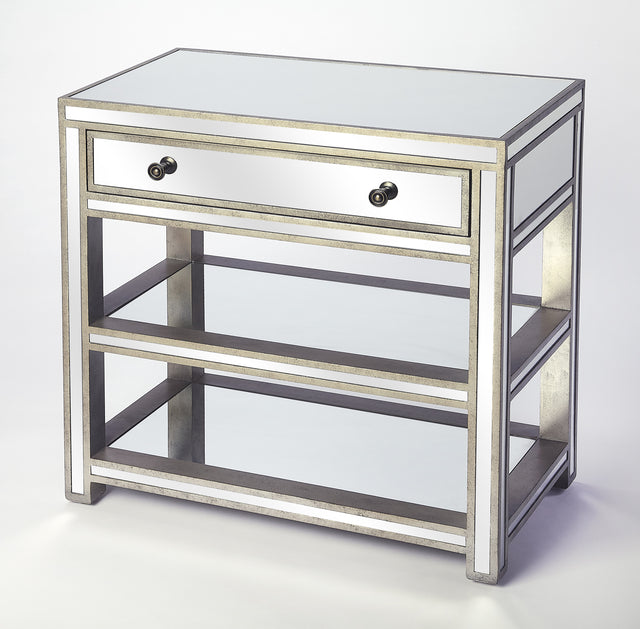 Miranda 30 in. W Rectangular Mirrored 1 Drawer Console Table with 2 Open Shelves by Butler Specialty Company