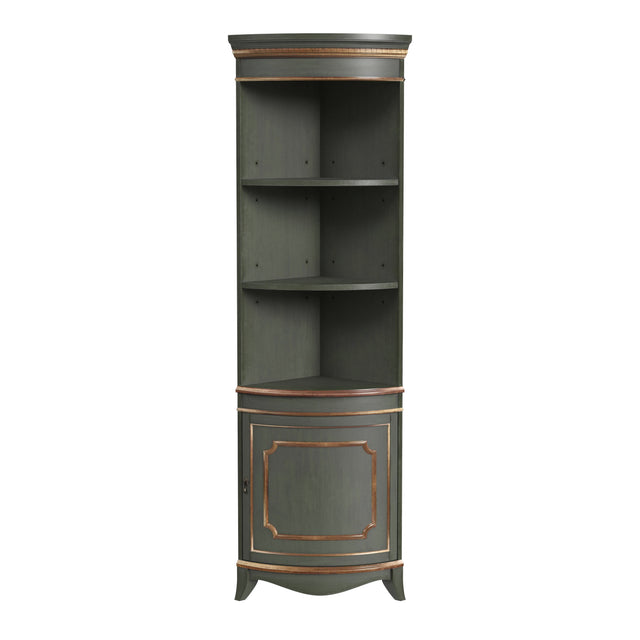 Dowling 24 in. W x 73 in. H Quarter Round Wood Corner Cabinet with 3 Open Shelves and 1 Lower Storage Cabinet by Butler Specialty Company