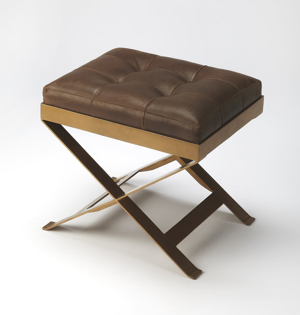Rodrigo 20 in. W Rectangular Leather and Metal Accent Stool by Butler Specialty Company