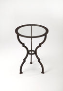 Yvonne 17 in. W Round Glass and Metal Side Table by Butler Specialty Company