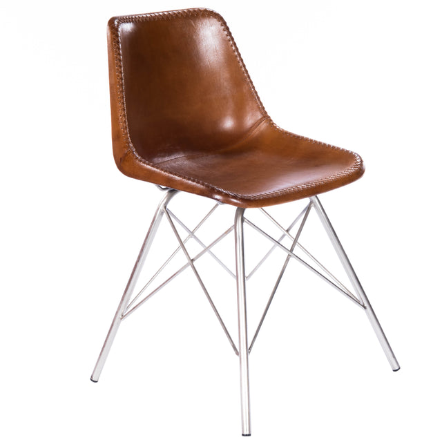 Inland 18 in. Seat Height Leather and Metal Side Chair by Butler Specialty Company