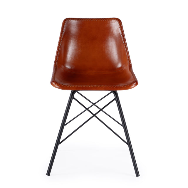 Inland 18 in. Seat Height Leather and Metal Side Chair by Butler Specialty Company