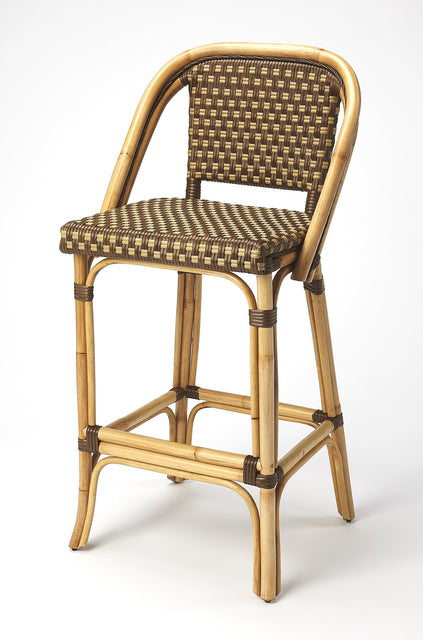 Lila Rattan 28 in. Seat Height Bar Stool with Back and Footrest by Butler Specialty Company