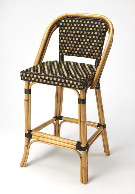 Lila Rattan 28 in. Seat Height Bar Stool with Back and Footrest by Butler Specialty Company