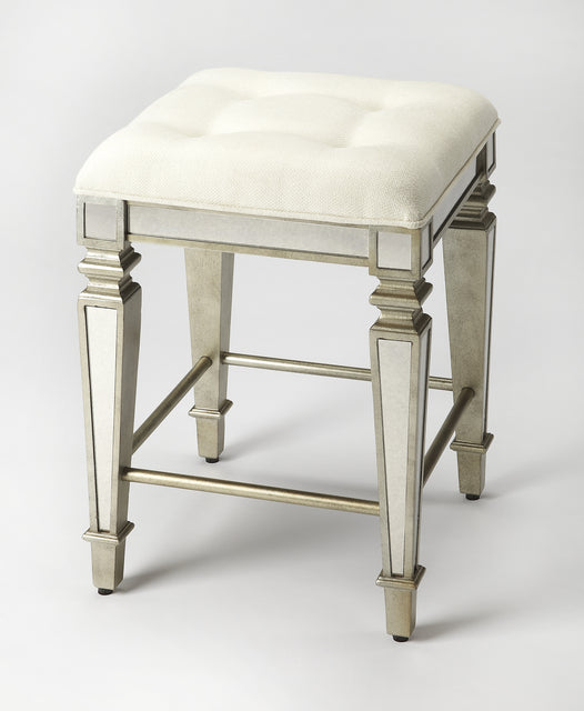 Celeste 26 in. Seat Height Square Mirrored Upholstered Counter Stool by Butler Specialty Company