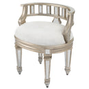 Rebecca 21 in. W Oval Wood and Antique Mirror Upholserted Vanity Stool by Butler Specialty Company