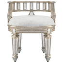 Rebecca 21 in. W Oval Wood and Antique Mirror Upholserted Vanity Stool by Butler Specialty Company