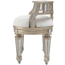 Rebecca 21 in. W Oval Wood and Antique Mirror Upholserted Vanity Stool by Butler Specialty Company