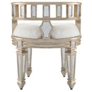 Rebecca 21 in. W Oval Wood and Antique Mirror Upholserted Vanity Stool by Butler Specialty Company