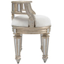 Rebecca 21 in. W Oval Wood and Antique Mirror Upholserted Vanity Stool by Butler Specialty Company