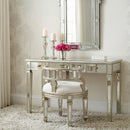 Rebecca 21 in. W Oval Wood and Antique Mirror Upholserted Vanity Stool by Butler Specialty Company