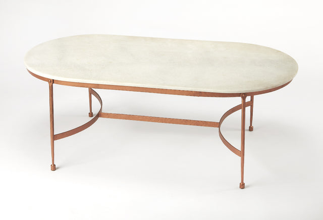 Legionary 47 in. W Oval Marble and Metal Coffee Table by Butler Specialty Company