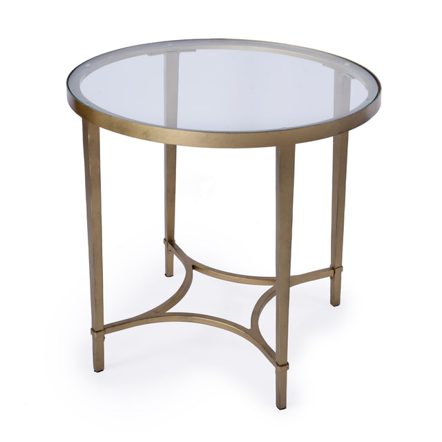 Monica 26 in. W Oval Glass and Metal End Table by Butler Specialty Company