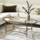 Monica 50 in. W Oval Glass and Metal Coffee Table by Butler Specialty Company