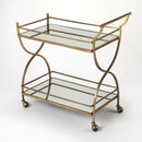Graci 38 in. W Rectangular Mirror and Metal Antique Mobile Bar Cart by Butler Specialty Company