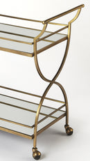 Graci 38 in. W Rectangular Mirror and Metal Antique Mobile Bar Cart by Butler Specialty Company