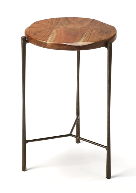 Brisbane 12 in. W Round Wood and Metal Live Edge Side Table by Butler Specialty Company