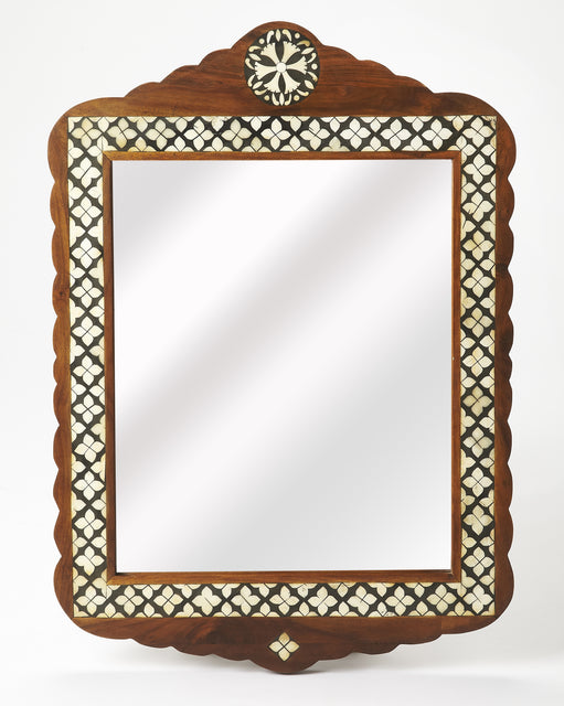 Gabby 20 in. W x 28 in. H Vertical Wood and Bone Inlay Wall Mirror by Butler Specialty Company