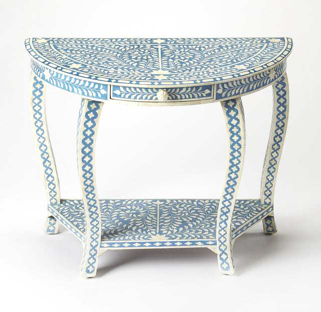 Vivienne 37.5 in. W Demilune Bone Inlay 1 Drawer Console Table with Lower Open Shelf by Butler Specialty Company