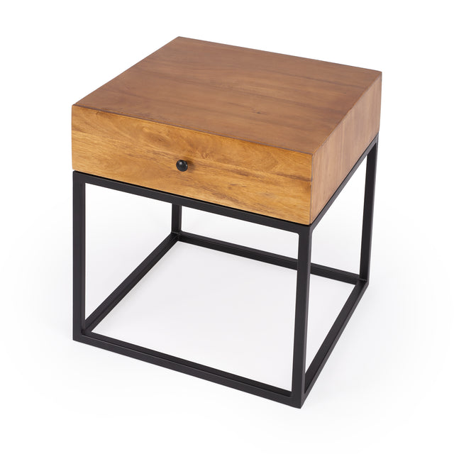 Brixton 19.5 in. W Square Iron and Wood 1 Drawer End Table by Butler Specialty Company