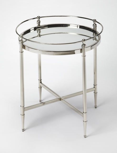 Crosby 19 in. W Round Mirrored and Metal Side Table by Butler Specialty Company