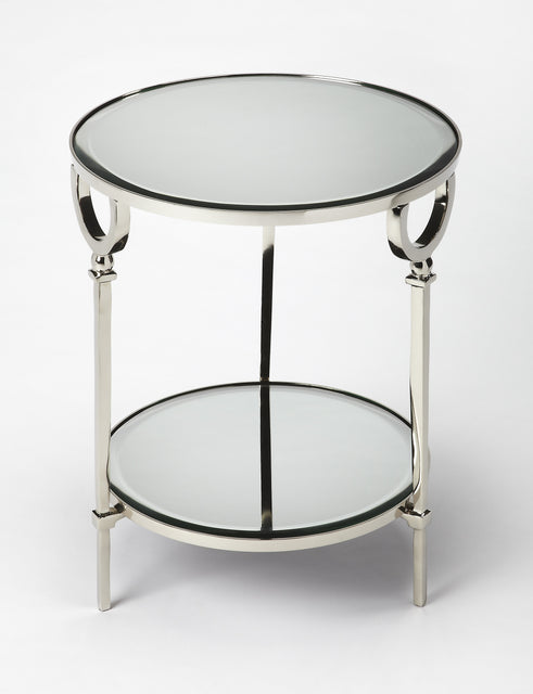 Jolene 17 in. W Round Mirrored and Metal Side Table by Butler Specialty Company