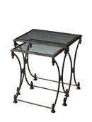 Beverly Rectangular Glass and Metal Set of 2 Nesting Tables by Butler Specialty Company